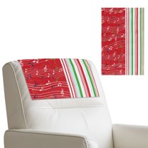 COEQINE Headrest Cover for Recliner Chair, Waterproof PU Leather Couch Headrest Covers with Hook & Loop Straps, Furniture Protector for Theater Seat, 17x27 Inch, Christmas Musical Notes, Set of 2