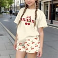 thumbnail image 2 of Afuyipoi Boys Girls Letter Print Short Sleeve T-Shirt and Elastic Waist Shorts 2-Piece Casual Outfit Set, Soft Rayon Blend Playwear Beige Size 4-5 Years, 2 of 7