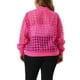 thumbnail image 3 of Chaqueta bomber de talla grande para mujeres, con mangas largas, cuello de béisbol, cierre de cremallera, abrigo 3X, rosa intenso, 3 of 6