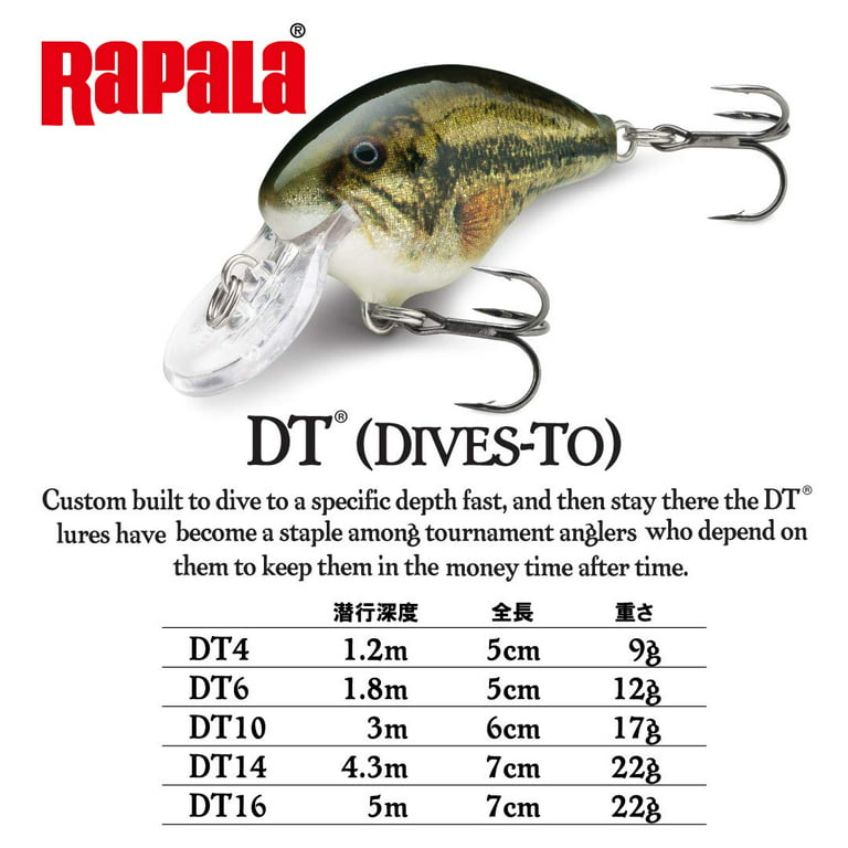 Rapala DT04PRT Bass 5/16 oz Parrot Crankbait Fishing Freshwater