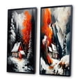 thumbnail image 3 of Designart "Winter s Monochrome Orange Cottage I" Winter Landscape Framed Wall Art Set Of 2 - White Landscapes Framed Wall Art Set Of 2, 3 of 7