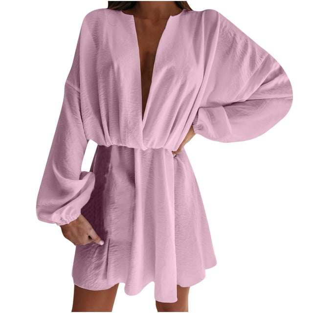 RXIRUCGD Robes d'Été Robe Maxi Femmes Mode Décontractée Robe Longue Sans Manches Col en V Longueur Cheville Rose