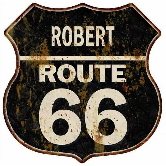 ROBERT Route 66 Gift Shield Metal Sign Man Cave Gift 211110004342