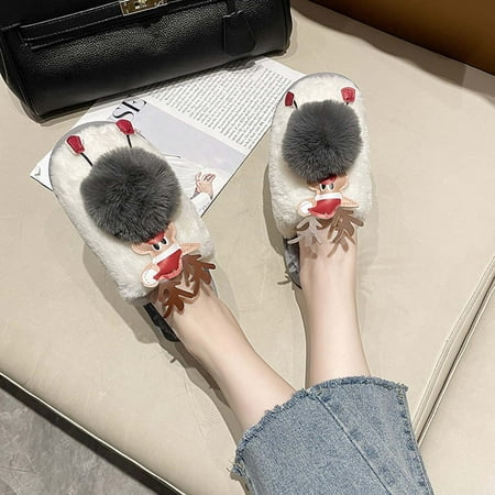 

Black and Friday Deals Shldybc Women s Cotton Slippers Christmas Hair-Ball Cotton Slippers Baotou Hairy Slippers Women Home Indoor Floor Cute Warm Shoes Warm Home Slippers Home Decor Clearance