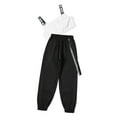 thumbnail image 4 of TTAO Kids Girls 2pcs Street Hip Hop Dance Clothes Jogger Pants Set Crop Top Tank Tracksuit Sportswear Ivory 6, 4 of 7