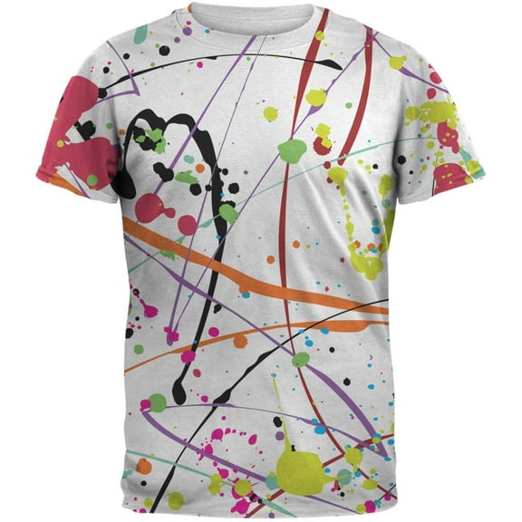 Splatter Paint White All Over Adult T-Shirt - 2X-Large