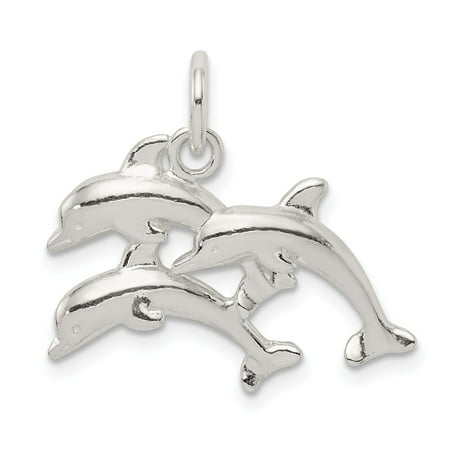 Sterling Silver Dolphin Charm - Sterling Silver Dolphins Charm