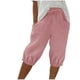 thumbnail image 2 of Puntoco Pantalones cortos de algodón para mujer, moda de verano para mujer, pantalones cortos casuales sólidos con cintura elástica, bolsillos, pantalones cortos de media pierna, 2 of 5