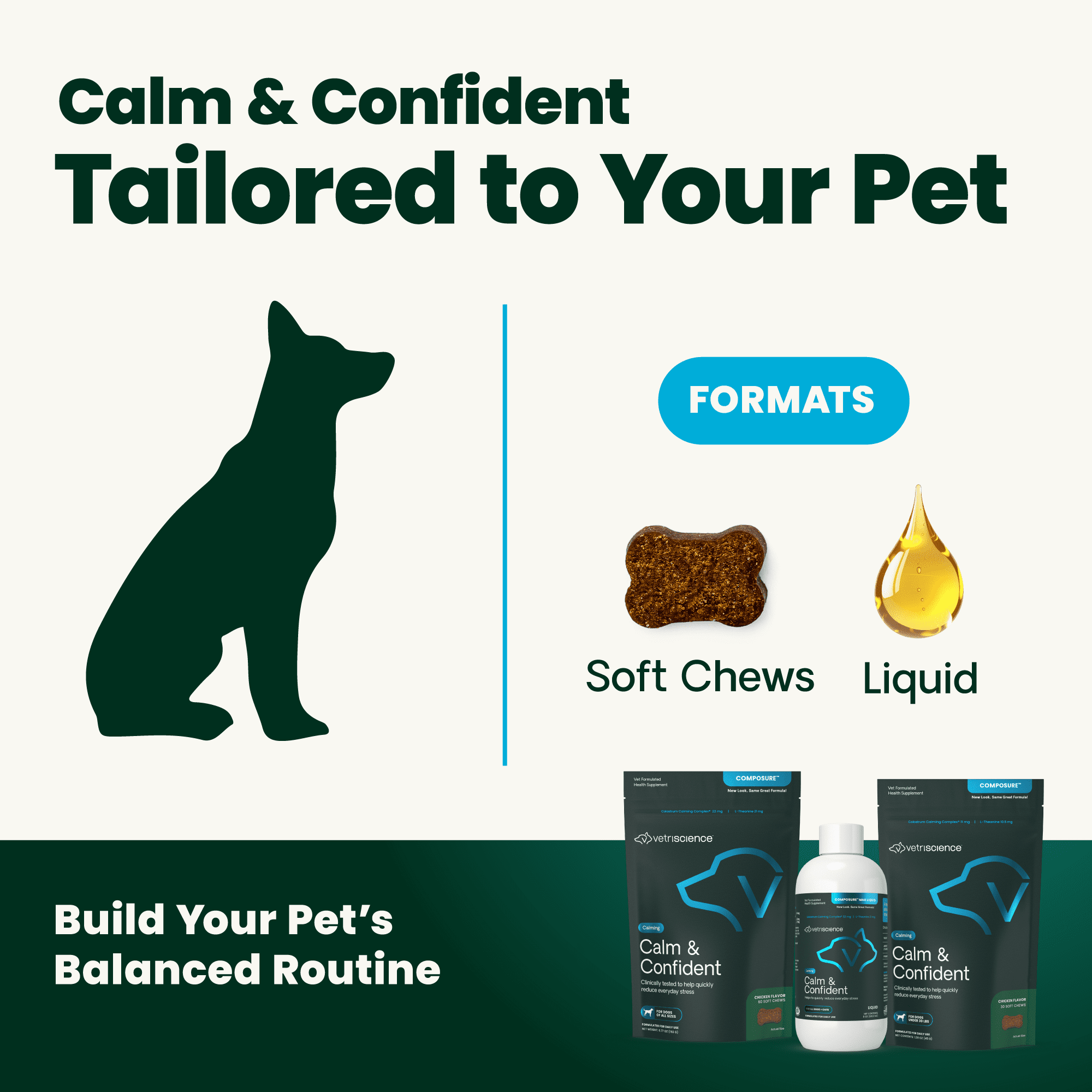 VetriScience Composure Calm & Confident Clinically Tested Peanut Butter Flavored Chews, Calming & Anxiety Supplement for Dogs, 120 count