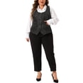 thumbnail image 2 of Agnes Orinda Plus Size Vest for Women Sleeveless Jacquard Jacket Steampunk Waistcoat 1X Black, 2 of 6