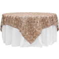 thumbnail image 1 of Rosette Satin Table Overlay Topper Edge: Serged 85"x85" - Champagne, 1 of 1