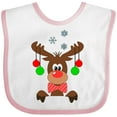 thumbnail image 3 of Inktastic Cute Christmas Reindeer with Red Nose, Ornaments and Bow Tie Boys or Girls Baby Bib, 3 of 4