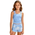 thumbnail image 5 of SGMVNU Girl Two Piece Swimsuit Tankini Set with Boyshorts Bathing Suit Girls' Padded Swimwear for Summer Beach, Size 11-12 Years, cl1-Light Blue, 5 of 5