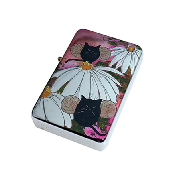 KuzmarK Silver Windproof Flip Top Lighter Chubby Black