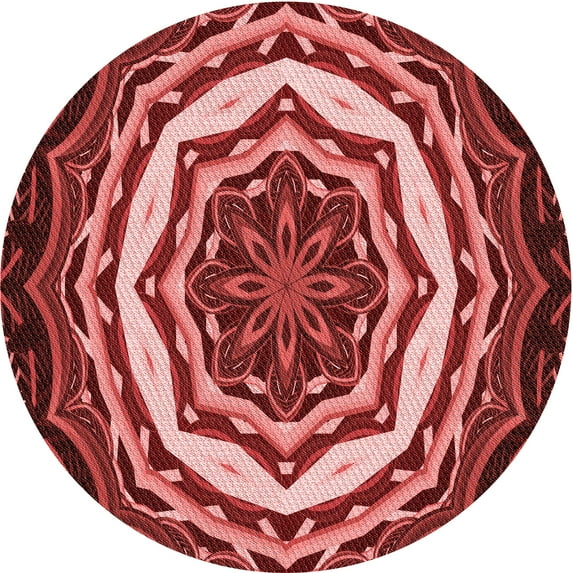 Ahgly Company Machine Washable Indoor Round Transitional Crimson Red Area Rugs, 4' Round