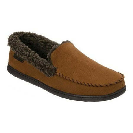 Dearfoams Men's Microsuede Whipstitch Moccasin Slipper - Wide (Best Moccasins For Hunting)