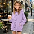 thumbnail image 4 of fatyb Hoodies for Boys Girls Long Sleeve Button down Sweatshirt Kids Plain Hooded Jacket with Pockets, 4 of 7