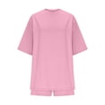 thumbnail image 4 of Haivin Womens Summer 2-Piece Set, Solid Color Round Neck Short Sleeve Top and Shorts, Casual Lightweight Outfit for Daily Wear and Outdoor Activities, 4 of 8