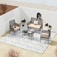 thumbnail image 5 of 4 Piece Patio Furniture Set,Outdoor Wicker Chair Rattan Conversation Sets with Cushions and Coffee Table, for Patio Porch Garden Backyard, khaki, 5 of 6