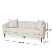 Lagom 3 Seater Tufted Fabric Sofa, Beige, Dark Brown