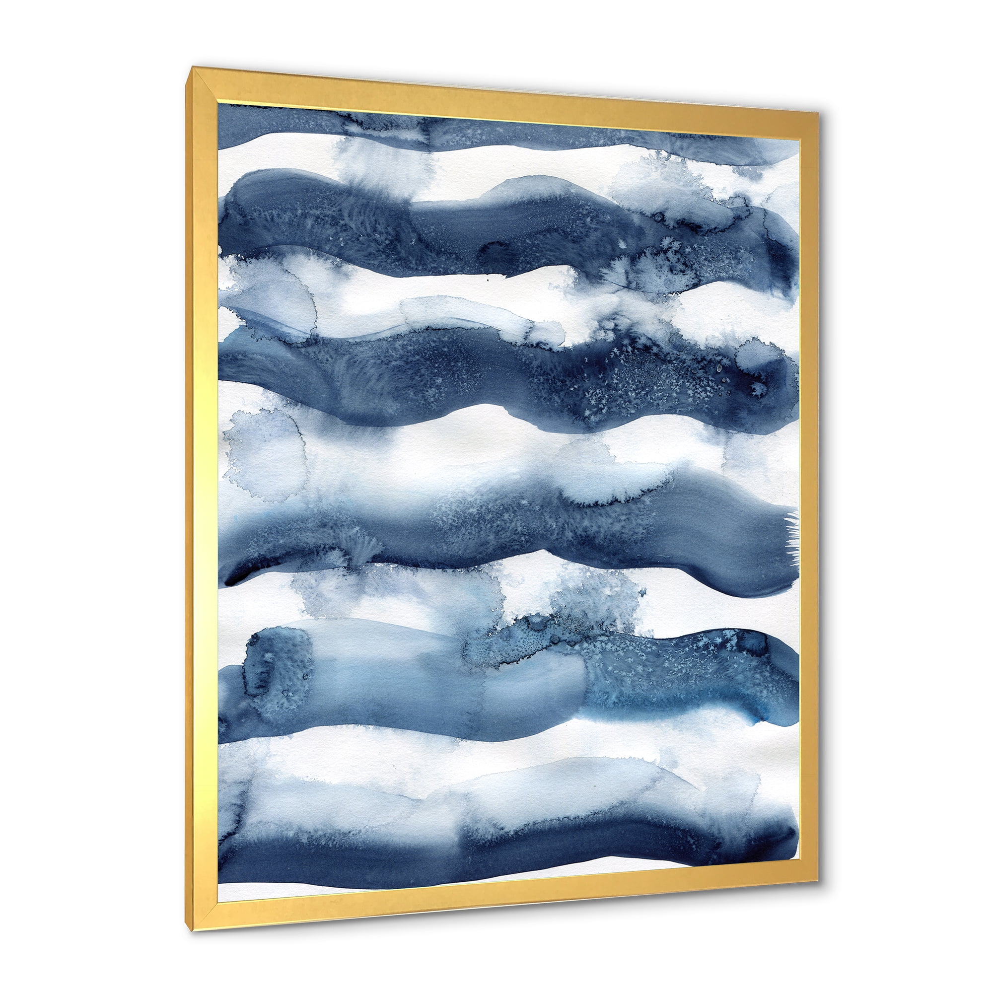 Designart 'Abstract Blue Classic Waves' Modern Framed Art Print