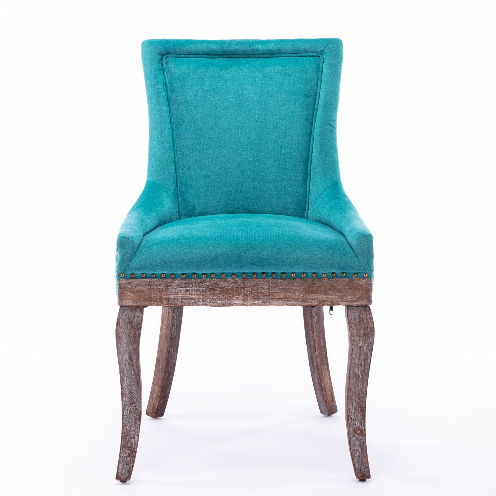 Dining Chairs Set of 2, LEGAHOME Blue Fabric Upholstered Dining Chairs, Mid-century Kitchen Chairs with High Back, Bronze Nail Head, Solid Wood Legs, Blue, 2 Pcs