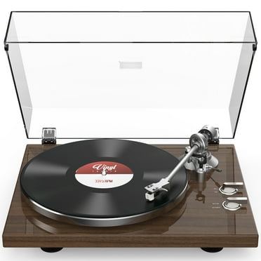 Udreamer Vinyl Record Player Turntable with Wireless Bluetooth,Vintage Audio Turntables,Supports Bluetooth, RCA Line, USB,Brown