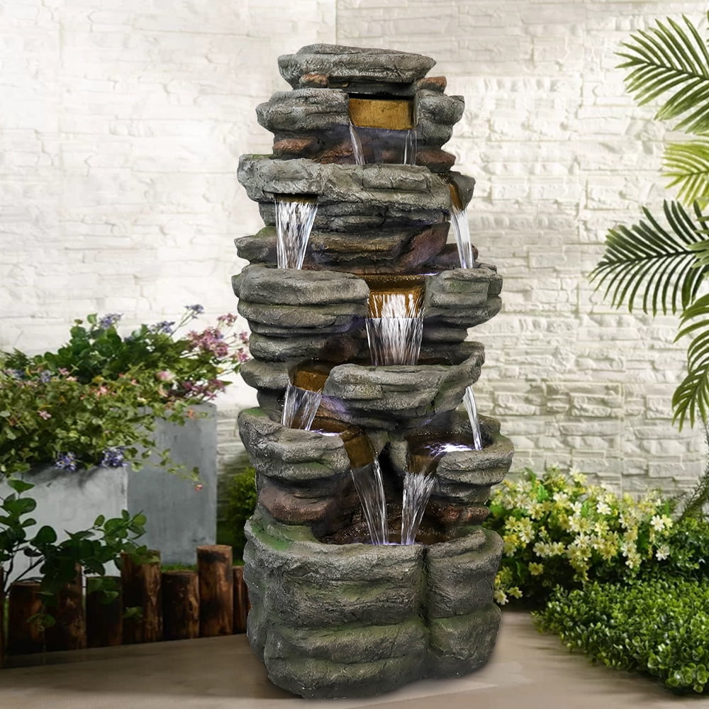 47” Tall Indoor/Outdoor Water Fountain Waterfall simulated rock With