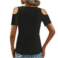 thumbnail image 6 of RYRJJ Womens Summer Cold Shoulder Tops Short Sleeve V Neck T Shirts Loose Dressy Casual Tunic Blouses Criss Cross Tees(Black,XL), 6 of 9