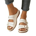 thumbnail image 4 of Viluyesy Women's Wedge Sandals, Hollow Up Buckle Arch Support Wide Width Soft Sole Slip-On Comfortable Shoes White, 4 of 7