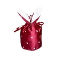 thumbnail image 2 of Bolsillo bolsillo para bolsa de regalo con cordón de oreja de conejo de Pascua • Bolsillo de corazón de satén • Organizador decorativo adorable para guardar regalos para fiestas navideñas, 2 of 6