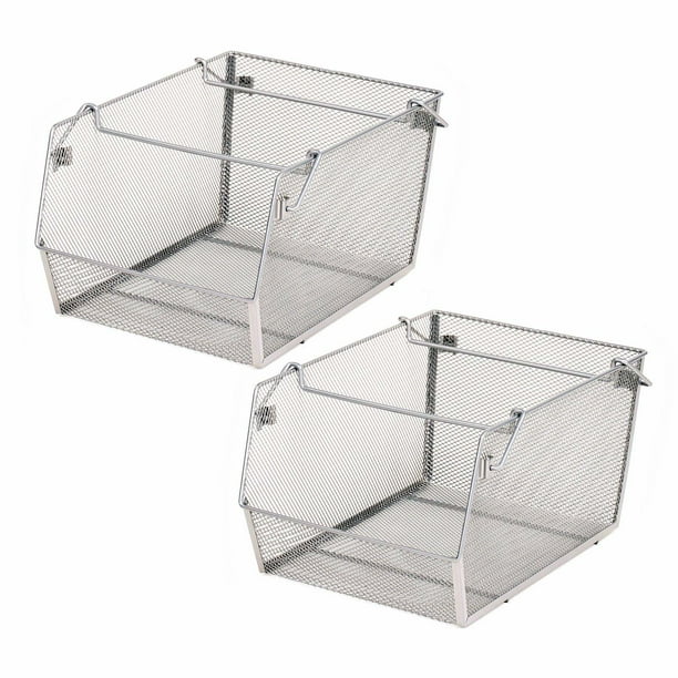 Large Stacking Mesh Storage Bins (2Pack)