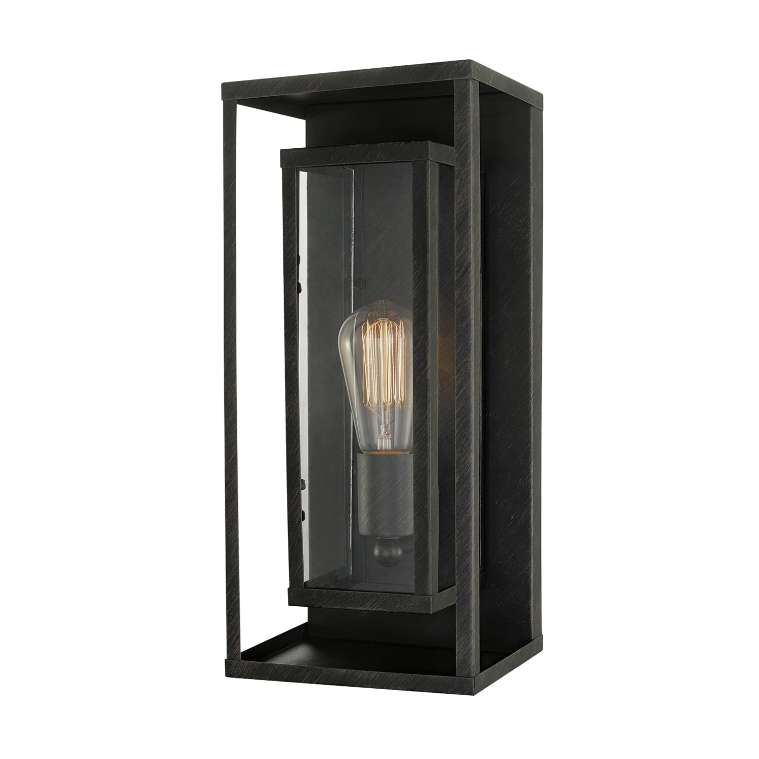 Globe Electric Neruda 1-Light Outdoor Indoor Wall Sconce Seeded Glass Shade 44335 Matte Black
