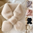 thumbnail image 3 of Scarf Women Scarf Solid Color Fuzzy Faux Rabbit Fur Thicken Neck Wrap for Outdoor, 3 of 6