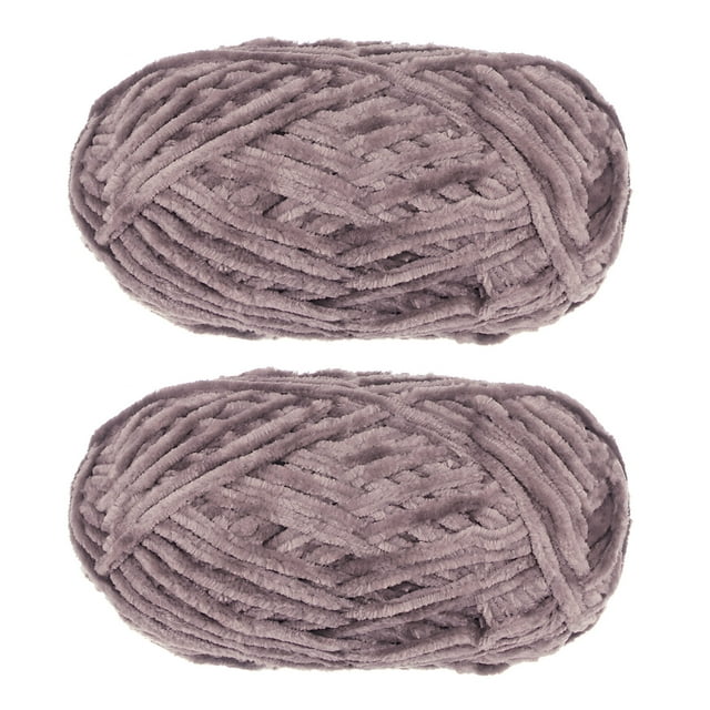 Unique Bargains 2 Pelotes Fil Velours Fil Chenille 87,49 Verges Polyester Fil Doux pour Couverture 2 Pcs Brun