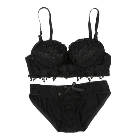 

Women Push Up Lace Bra Floral Underwire Soft Cup Bra Underwear Set