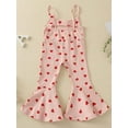thumbnail image 3 of 0-5Y Toddler Baby Girl Valentine's Day Outfit Knitted Ribbed Love Heart Halter Bell Bottom Romper Jumpsuit, 3 of 7