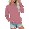 thumbnail image 2 of Baqcunre Casual Round Neck Sweatshirt Long Sleeve Top Cute Pullover Loose Version Pullover Sweater Womens Tops Crewneck Sweatshirts Women'S Sweatshirts Sweatshirt For Women,Color Pink,Size 2XL, 2 of 6