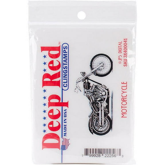 Deep Red Cling Stamp 2.5"X1.25"-Motorcycle, Pk 3, Deep Red Stamps