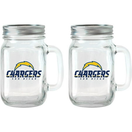 - NFL 16 oz San Diego Chargers Glass Jar with Lid and Handle, 2pk