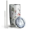 thumbnail image 2 of 20oz Tumblers White Christmas Snowman Pattern Stainless Steel Vacuum Insulated Double Wall Travel Tumbler Cups Mug with Lid and Straw,Cleaning Brush for Cold & Hot Drinks, 2 of 7