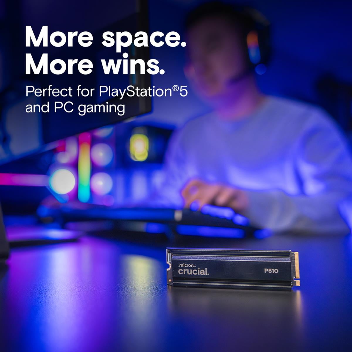 Crucial P510 2TB NVMe PCIe Gen5 M.2 2280 Internal Gaming SSD with Heatsink