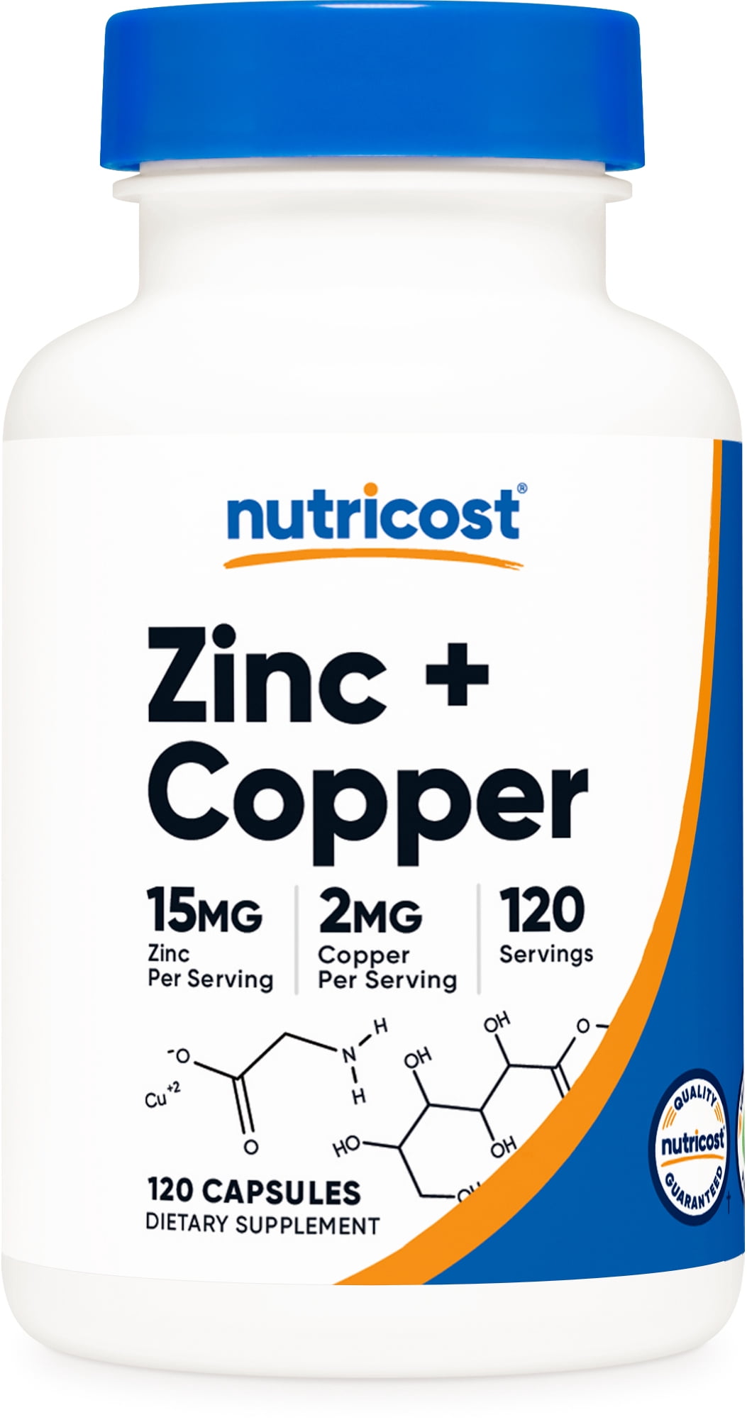 Nutricost Zinc + Copper Capsules (120 Count) - 15mg Zinc + 2mg Copper Per Serving - Non GMO, Vegetarian, Gluten-Free