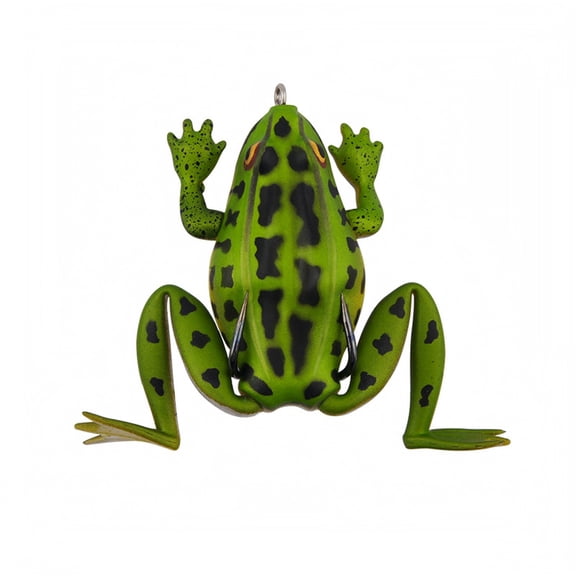 Hollow Body Frog Topwater Fishing Lure, Weedless Soft Bait with Swimming Legs and Double Hooks for Bass Pike, Classic Green, 2.56 Inch