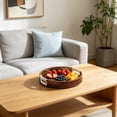 thumbnail image 4 of Round Woven Style Storage Tray Decorative Serving Basket Imitation Rattan Organizer for Coffee Table Fruit Home, 4 of 6