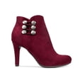 thumbnail image 2 of RIALTO Womens Burgundy Stretch Gore Padded Button Accent Cairo Almond Toe Stiletto Zip-Up Booties 10 M, 2 of 4