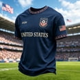 thumbnail image 2 of Mens USA Soccer Jersey Crew Neck Football Graphic Tees Breathable Fan Wear Summer Shirts Royal Blue XXXL, 2 of 4