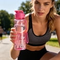 thumbnail image 5 of Sports Water Bottle with Flip Top Lid and Screw-on Lid, Durable Leakproof Plastic Water Bottle without Straw,Reusable Portable Water Bottle with Carrying Strap for Outdoor Sports,1Pc(Pink,8.6x2.5"), 5 of 8