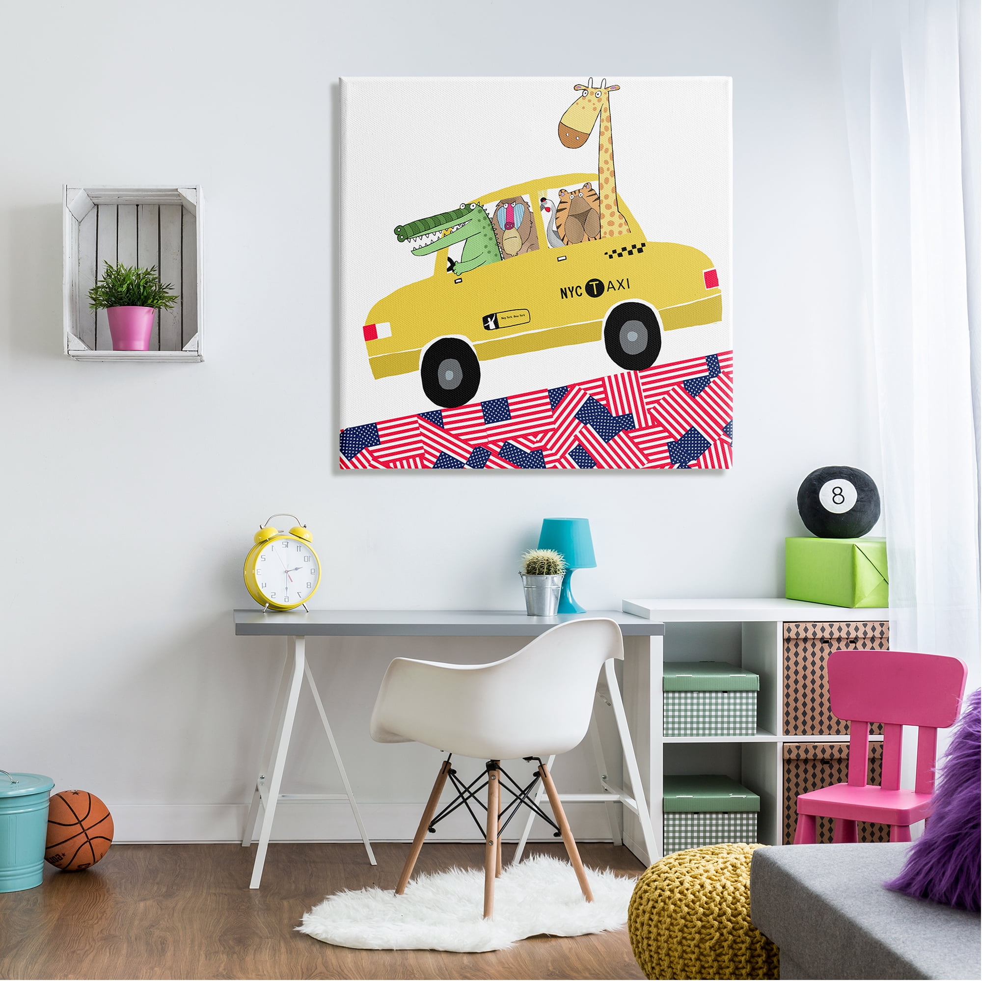 Stupell Industries Animals in NYC Taxi Animals & Insects Painting Gallery Wrapped Canvas Print Wall Art, 36 x 36