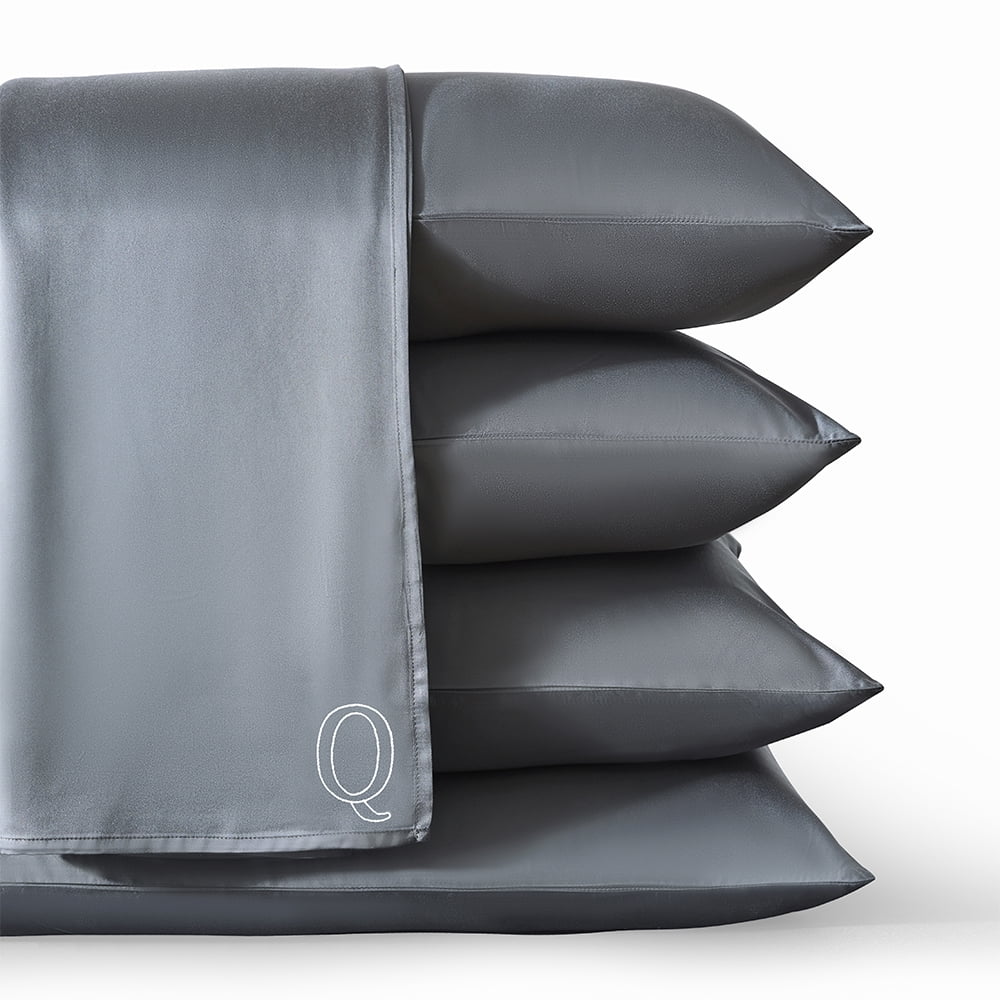 Bambusa: Soft, Cooling Luxury Bamboo Viscose- 7 Pc Bedding Set (Q=Queen, Grey)